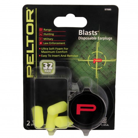 Peltor Sport Blasts,Neon Yel,2 pairs/pk PELTOR