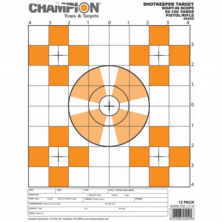 Shotkeeper Sightin Scope Tgts Small 12Pk CHAMPION-TRAPS-AND-TARGETS