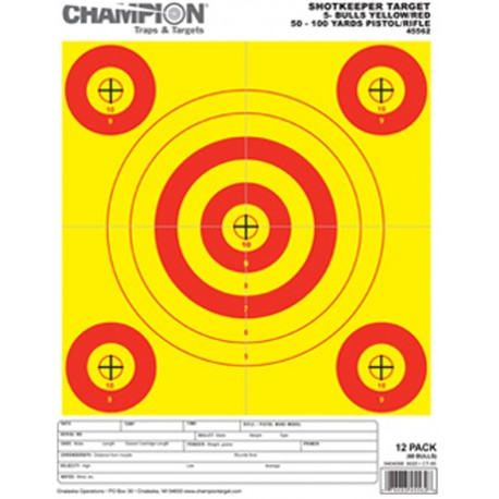 Shotkeeper 5Bulls Bright Yellow/Red 12 Pk CHAMPION-TRAPS-AND-TARGETS