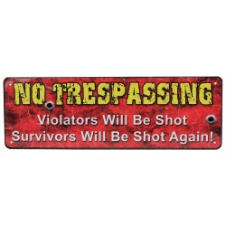 No Trespassing Tin Sign 10.5" X 3.5" RIVERS-EDGE-PRODUCTS