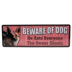 Beware Of The Dog Tin Sign 10.5" X 3.5" RIVERS-EDGE-PRODUCTS