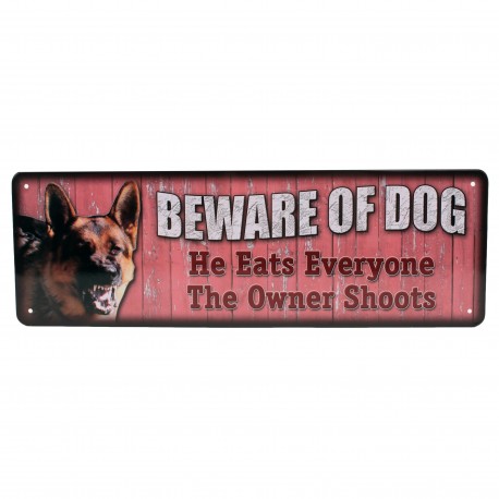 Beware Of The Dog Tin Sign 10.5" X 3.5" RIVERS-EDGE-PRODUCTS