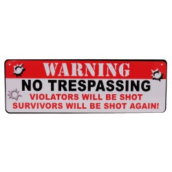 Warning No Trespassing Tin Sign 10.5x3.5" RIVERS-EDGE-PRODUCTS
