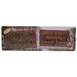 Gone Fishin Tin Sign 10.5" X 3.5" RIVERS-EDGE-PRODUCTS