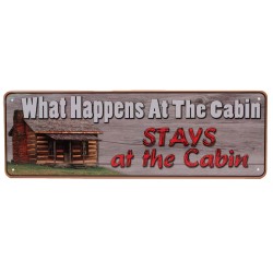 What Happens AtTheCabin TinSign 10.5x3.5" RIVERS-EDGE-PRODUCTS