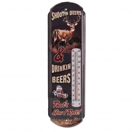 Shootin' Deers Tin Thermometer RIVERS-EDGE-PRODUCTS