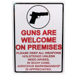 Guns Are Welcome Tin Sign 16" RIVERS-EDGE-PRODUCTS