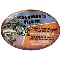Fisherman's Rules Tin Sign 12"x17" RIVERS-EDGE-PRODUCTS