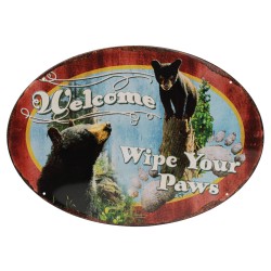 Wipe Yer Paws Tin Sign 12"x17" RIVERS-EDGE-PRODUCTS