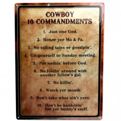 Warning-cowboy 10 Commandment Sign RIVERS-EDGE-PRODUCTS