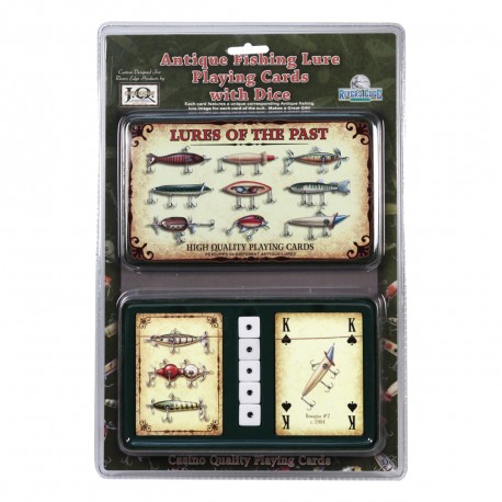 Antique Lure Cards And Dice In Gift Tin RIVERS-EDGE-PRODUCTS