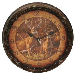 Buck and Doe Metal Clock 15" RIVERS-EDGE-PRODUCTS