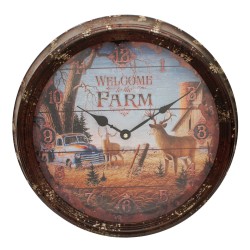 Welcome Deer Metal Clock 15" RIVERS-EDGE-PRODUCTS