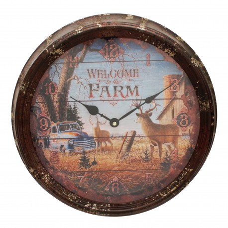 Welcome Deer Metal Clock 15" RIVERS-EDGE-PRODUCTS