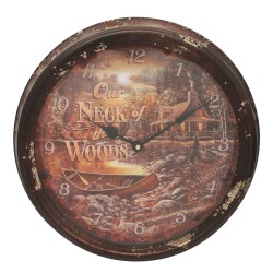 Cabin Scene Metal Clock 15" RIVERS-EDGE-PRODUCTS