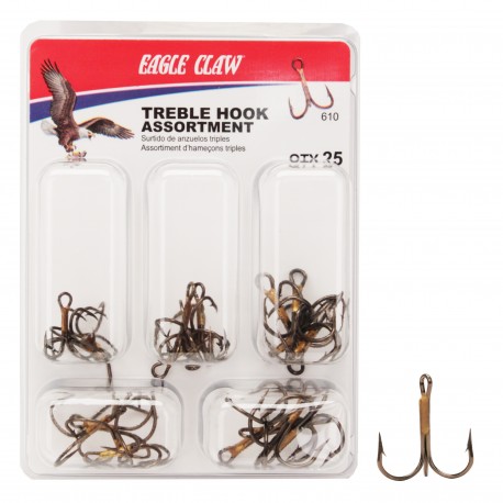 Treble Hook Assortment Clam 25pcs EAGLE-CLAW - Outdoority