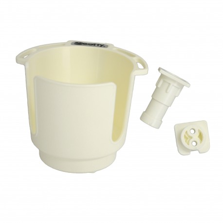 Cup Hldr w/Rod Holder Post & Bulkhead,Wht SCOTTY