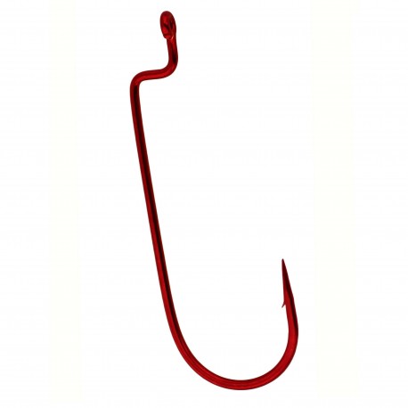 Gamakatsu Worm Offset Round Bend Hook, Red - Size 3/0