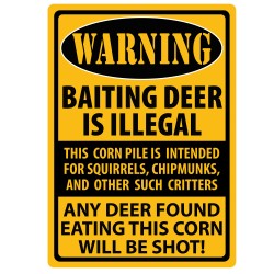 Warning- Baiting Deer Tin Sign RIVERS-EDGE-PRODUCTS