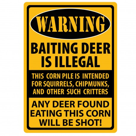 Warning- Baiting Deer Tin Sign RIVERS-EDGE-PRODUCTS