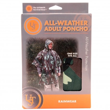 All-Weather Poncho Adult, Camo ULTIMATE-SURVIVAL-TECHNOLOGIES