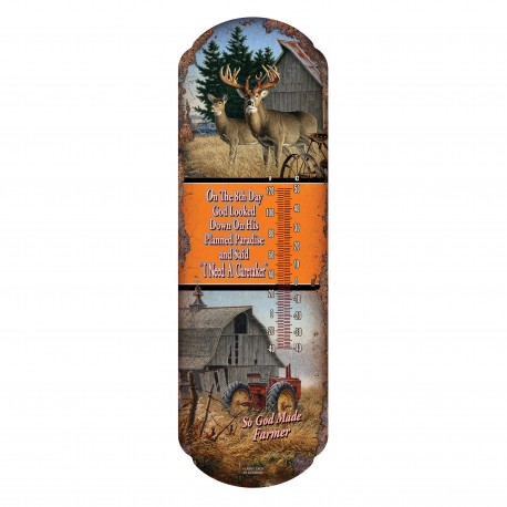 So God Made Farmer Tin Thermometer RIVERS-EDGE-PRODUCTS