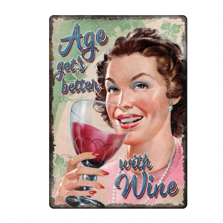 Age Gets Better With Wine Tin Sign 12x17 RIVERS-EDGE-PRODUCTS