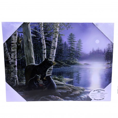 16" X 12"  LED Wall Art - Bears / Moon RIVERS-EDGE-PRODUCTS