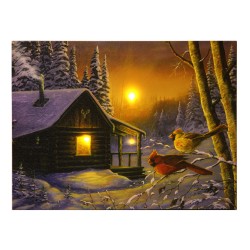16" X 12"  LED Wall Art Cabin / Cardinals RIVERS-EDGE-PRODUCTS