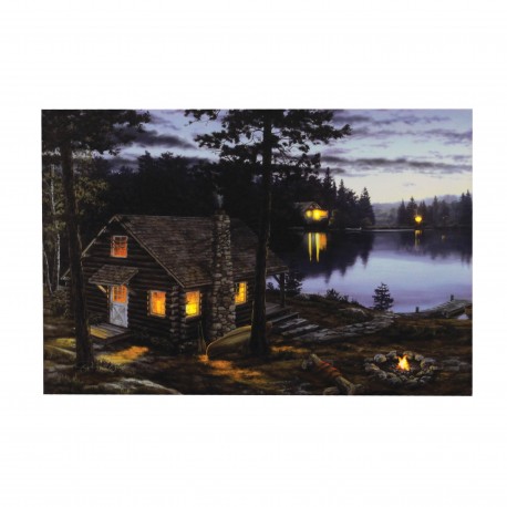 24" X 16" LED WallArt Life's RewardsCabin RIVERS-EDGE-PRODUCTS