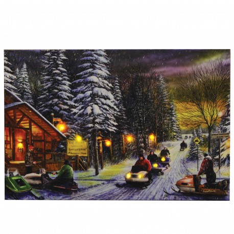 24" X 16" LED Wall Art - Snowmobiles RIVERS-EDGE-PRODUCTS