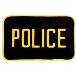 Police Patch Blk/Gld,L,5X8" Vlcro/Mlle,PB UNCLE-MIKES
