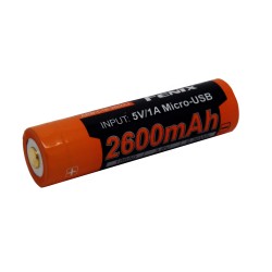 18650 (3.6V) 2600U mAh USB Recharge. Bat. FENIX-FLASHLIGHTS