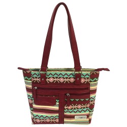 Concealed Carry Printed Tote- Burgundy NCSTAR