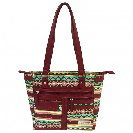 Concealed Carry Printed Tote- Burgundy NCSTAR