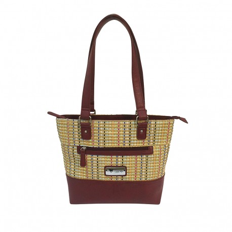 VISM Concealed Carry Woven Tote- Burgundy NCSTAR