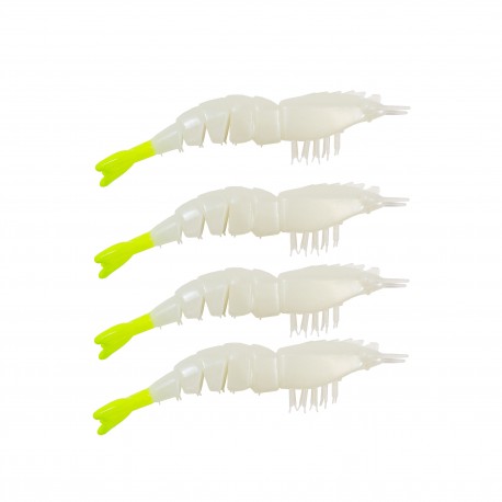 EZ SHRIMPZ UNRIGGED3.5"GLOW/CHART TAIL4PK Z-MAN