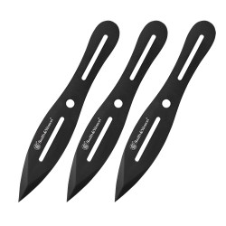 3 pc 8" Black Coated Throwing Knives,Clam SMITH-WESSON-BY-BTI-TOOLS