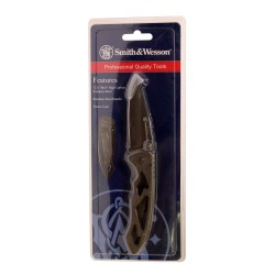 Frame Lock Drop Point Folding Knife,Clam SMITH-WESSON-BY-BTI-TOOLS