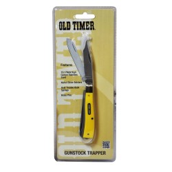 Gunstock Trapper 3 7/8" 2 Bl. Yel Hdl,CP OLD-TIMER-BY-BTI-TOOLS