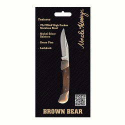 Brown Bear 3" Closed Lockback,Trapped UNCLE-HENRY-BY-BTI-TOOLS