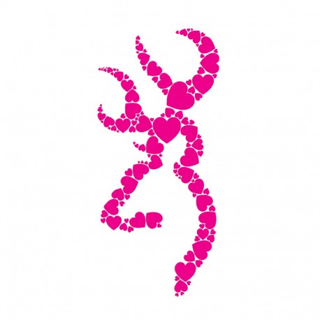 DECAL, HEART BUCKMARK PINK BROWNING