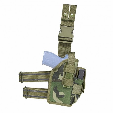 Drop Leg Universal Holster-Woodland Camo NCSTAR